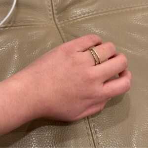 Women’s Gold with Crystal Double Band Ring - Size 8-9